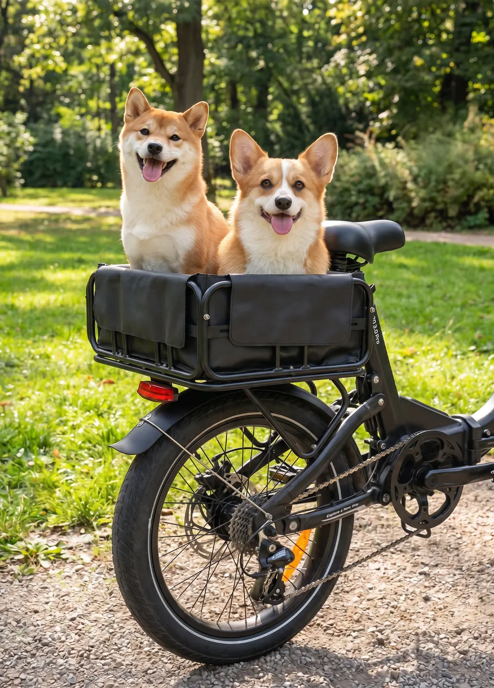 Vue 2 Panier arrière pour vélo avec filet de chargement et doublure