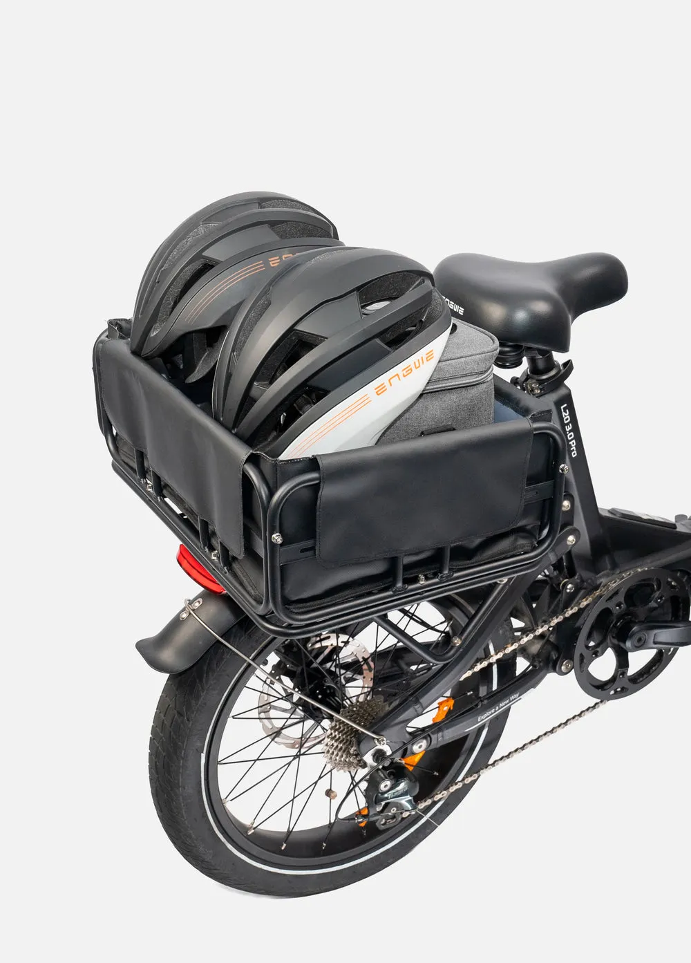 Vue 3 Panier arrière pour vélo avec filet de chargement et doublure